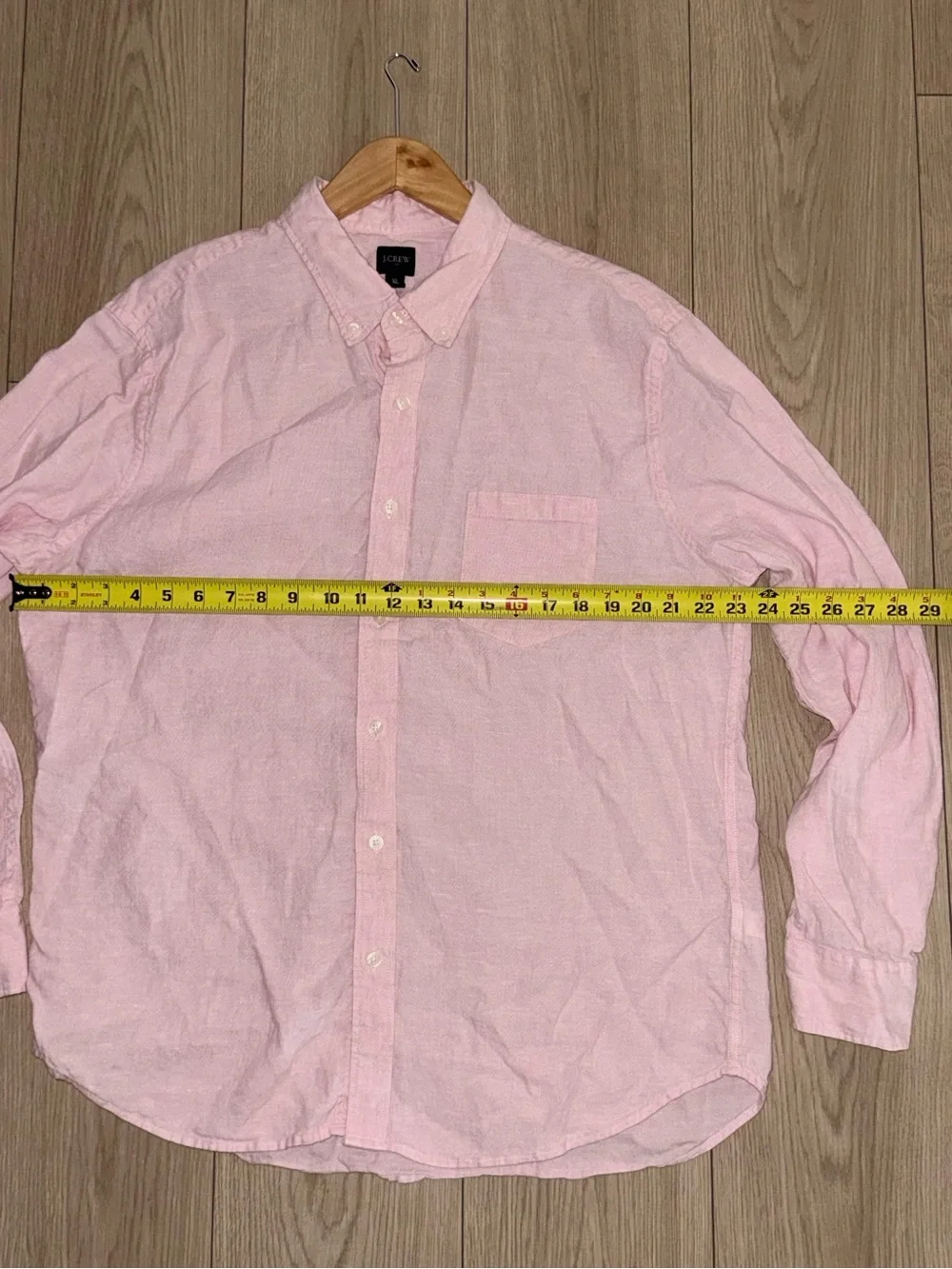 J Crew Men's XL light Pink Linen Cotton Button-down Long Sleeve Shirt Slim Fit